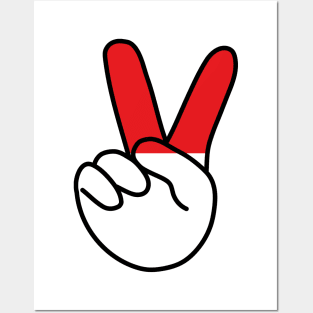 Indonesia Flag V Sign Posters and Art